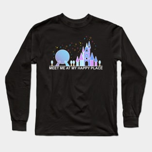 Meet At My Happy Place Quote For Camping Lover & Artists Long Sleeve T-Shirt
